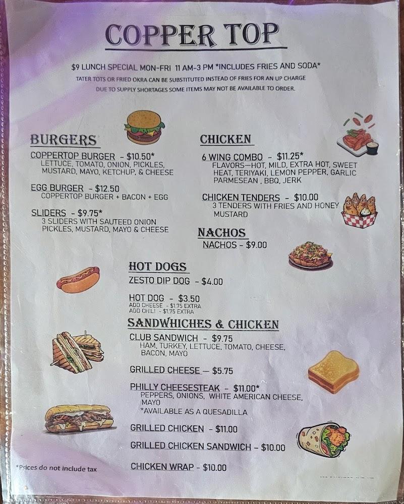 Copper Top Bar & Grill Menu image 1